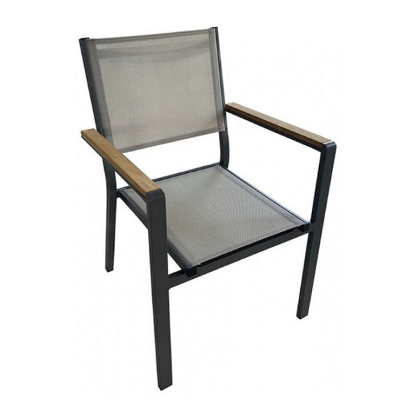 Ankia 5pc Outdoor Dining Table and Chairs Set, Gray, Natural Teak Brown - BM337267