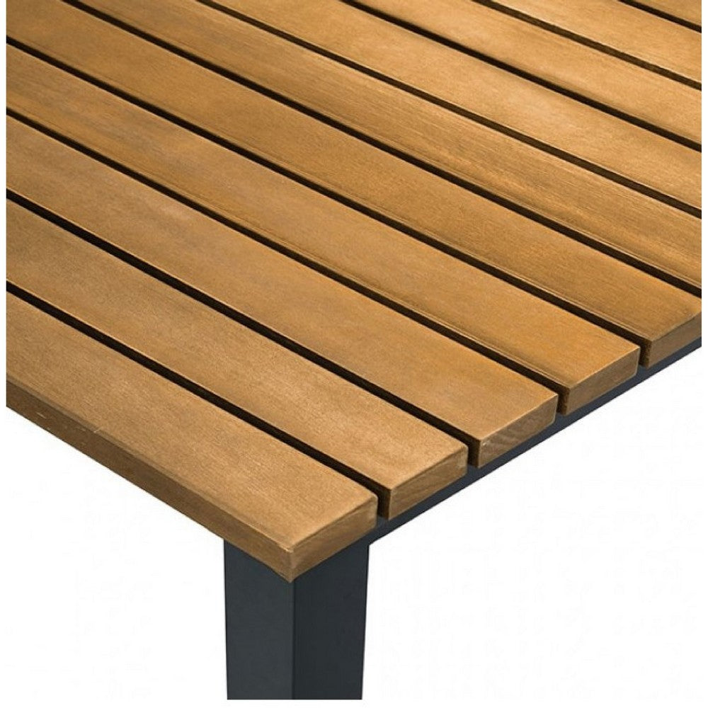 Ankia 5pc Outdoor Dining Table and Chairs Set, Gray, Natural Teak Brown - BM337267