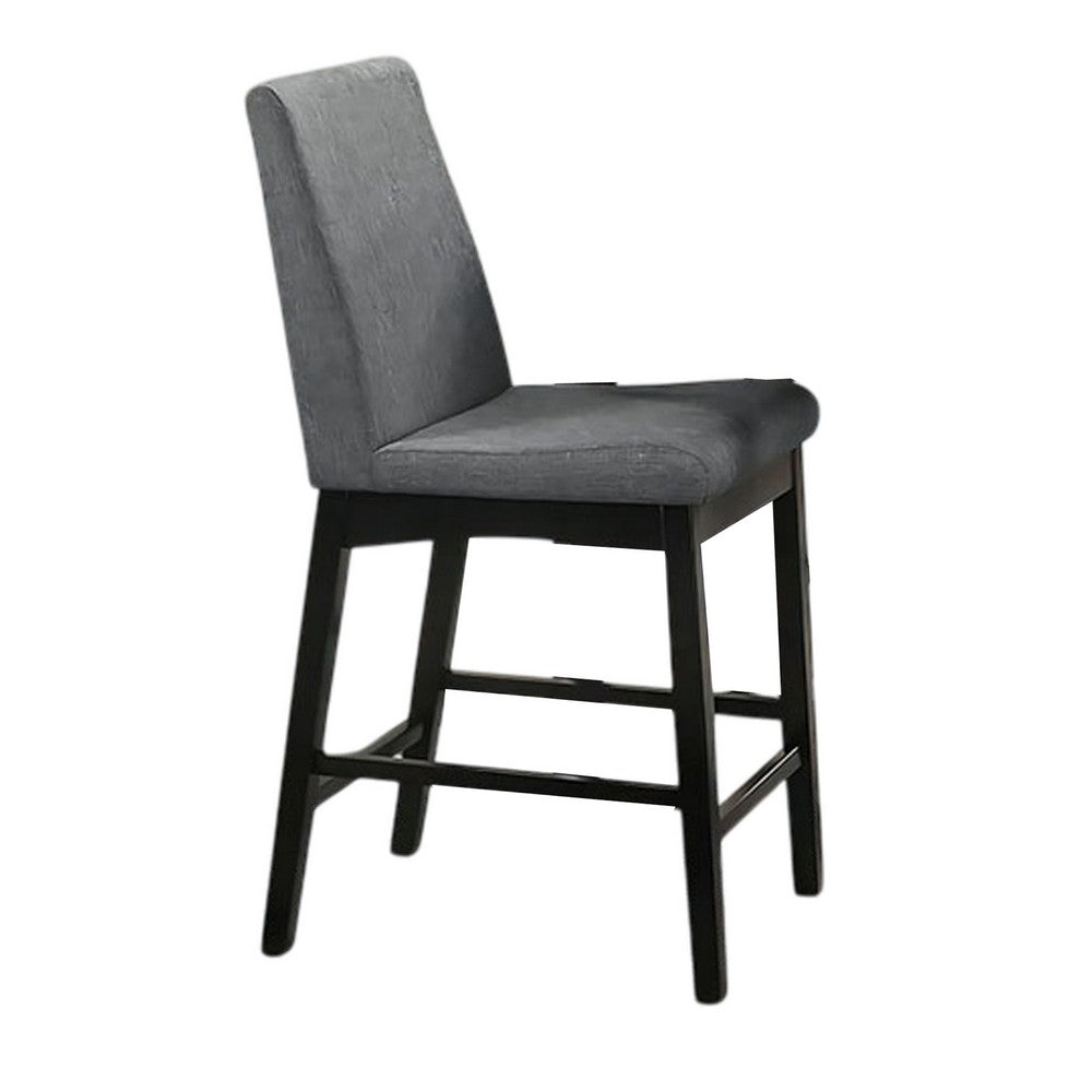 Heni 5pc Counter Table and 4 Chair Set, Gray Padded, Dark Walnut Brown - BM337268