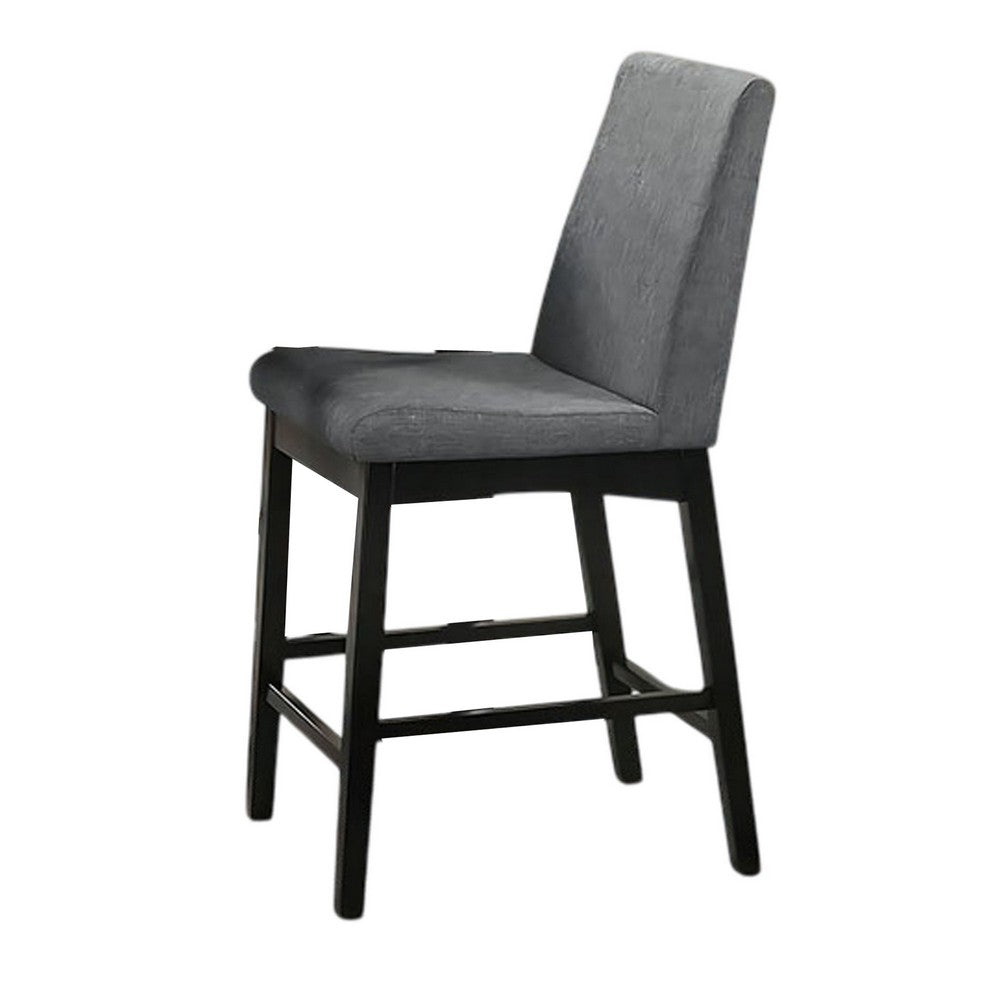 Heni 5pc Counter Table and 4 Chair Set, Gray Padded, Dark Walnut Brown - BM337268