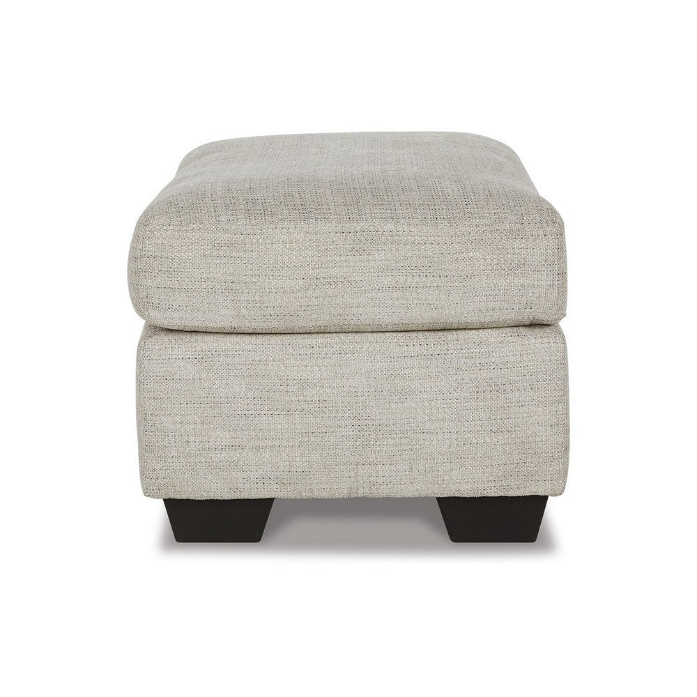 Roy Accent Ottoman, 40 Inch Rectangular, Light Gray Polyester Seat -BM337275