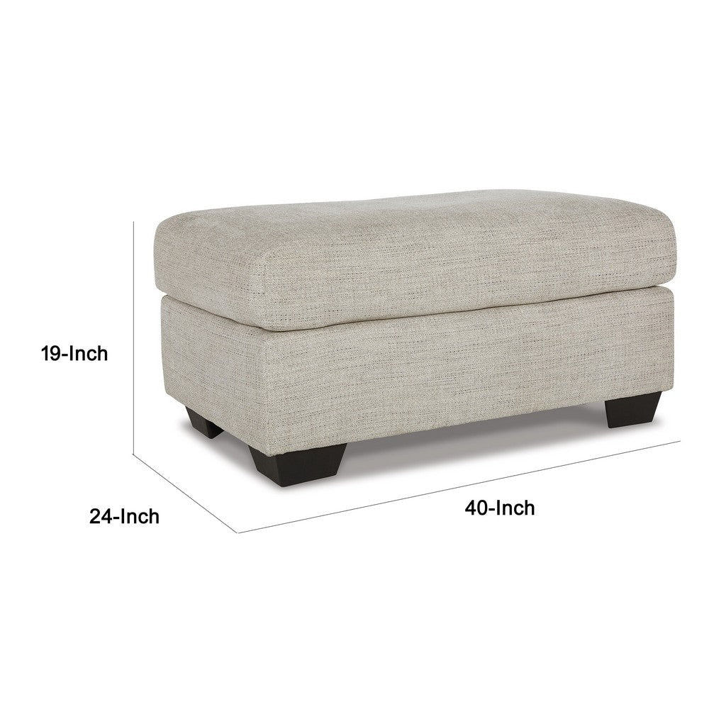 Roy Accent Ottoman, 40 Inch Rectangular, Light Gray Polyester Seat -BM337275
