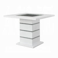 Zav Counter Height Table, 47 Inch Square Top, White Pedestal Base - BM337287