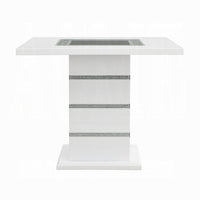 Zav Counter Height Table, 47 Inch Square Top, White Pedestal Base - BM337287