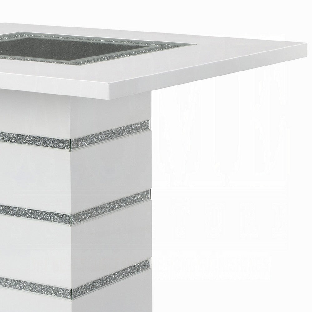 Zav Counter Height Table, 47 Inch Square Top, White Pedestal Base - BM337287