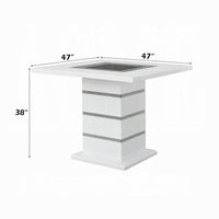 Zav Counter Height Table, 47 Inch Square Top, White Pedestal Base - BM337287