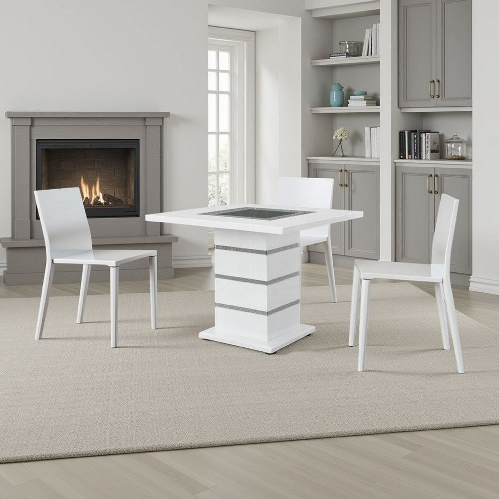 Zav Counter Height Table, 47 Inch Square Top, White Pedestal Base - BM337287