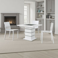 Zav Counter Height Table, 47 Inch Square Top, White Pedestal Base - BM337287