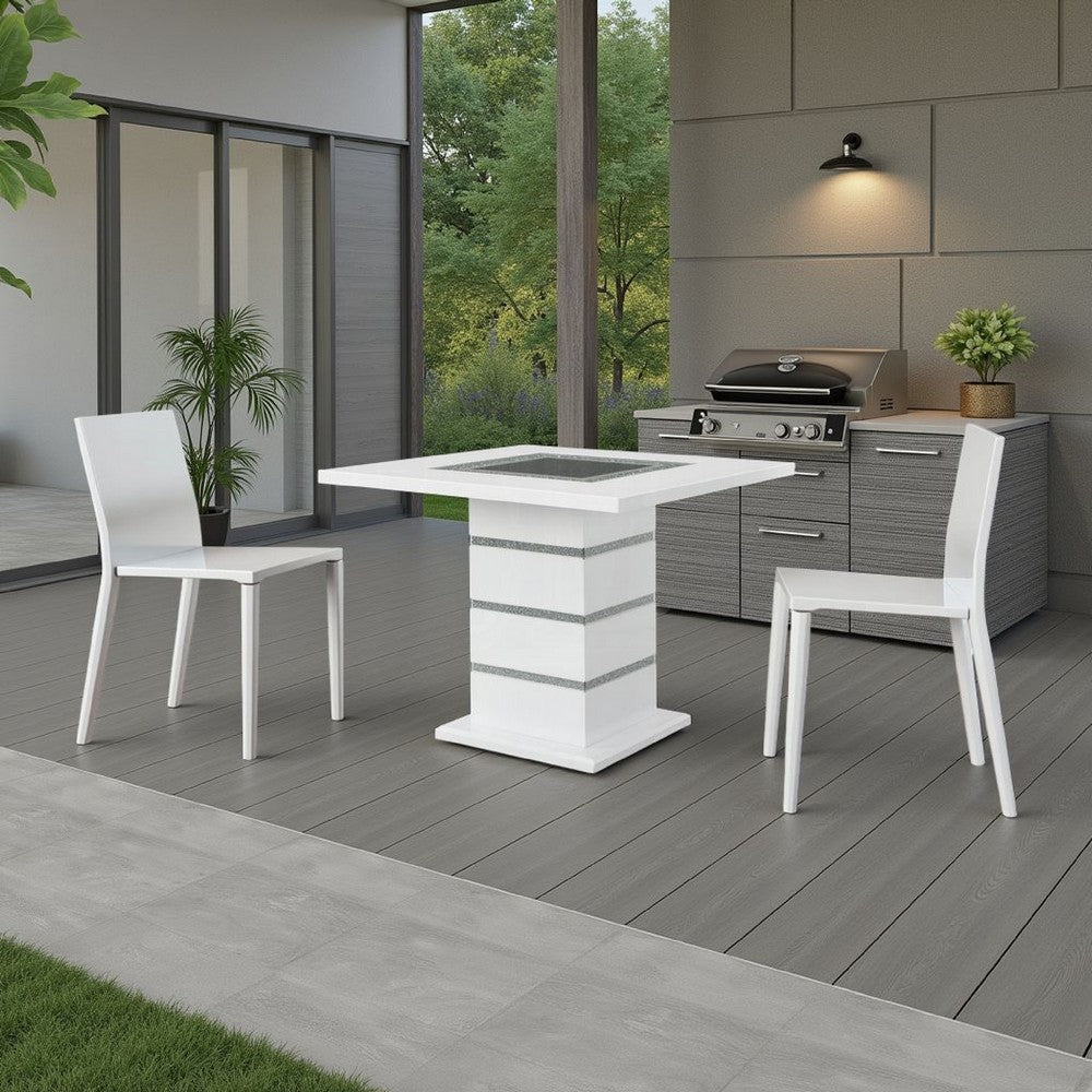 Zav Counter Height Table, 47 Inch Square Top, White Pedestal Base - BM337287