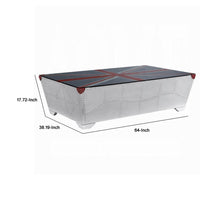Bran Coffee Table, 64 Inch Tempered Glass Top, Riveted Aluminium Frame - BM337305