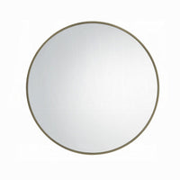 Dity Console Table with Mirror, 47 Inch Half Moon Mirrored Top, Antique Gold Brass - BM337307