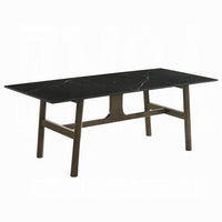 Eny Dining Table, 71 Inch Ceramic Rectangular Top, Walnut Brown Wood - BM337309
