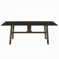 Eny Dining Table, 71 Inch Ceramic Rectangular Top, Walnut Brown Wood - BM337309