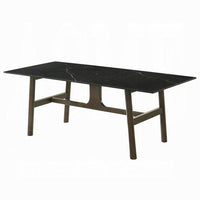 Eny Dining Table, 71 Inch Ceramic Rectangular Top, Walnut Brown Wood - BM337309