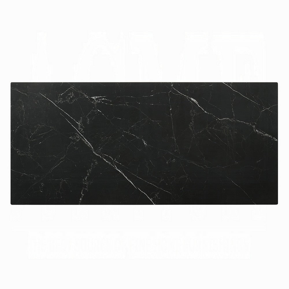 Eny Dining Table, 71 Inch Ceramic Rectangular Top, Walnut Brown Wood - BM337309