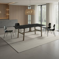 Eny Dining Table, 71 Inch Ceramic Rectangular Top, Walnut Brown Wood - BM337309