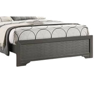 Grin Queen Size Bed, LED Headboard, Gray Faux Leather Upholstery - BM337316