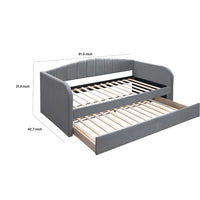 Keo Daybed with Pull Out Trundle, Channel Tufted Modern Gray Velvet - BM337317