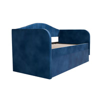 Keo Daybed with Pull Out Trundle, Channel Tufted Modern Blue Velvet - BM337318
