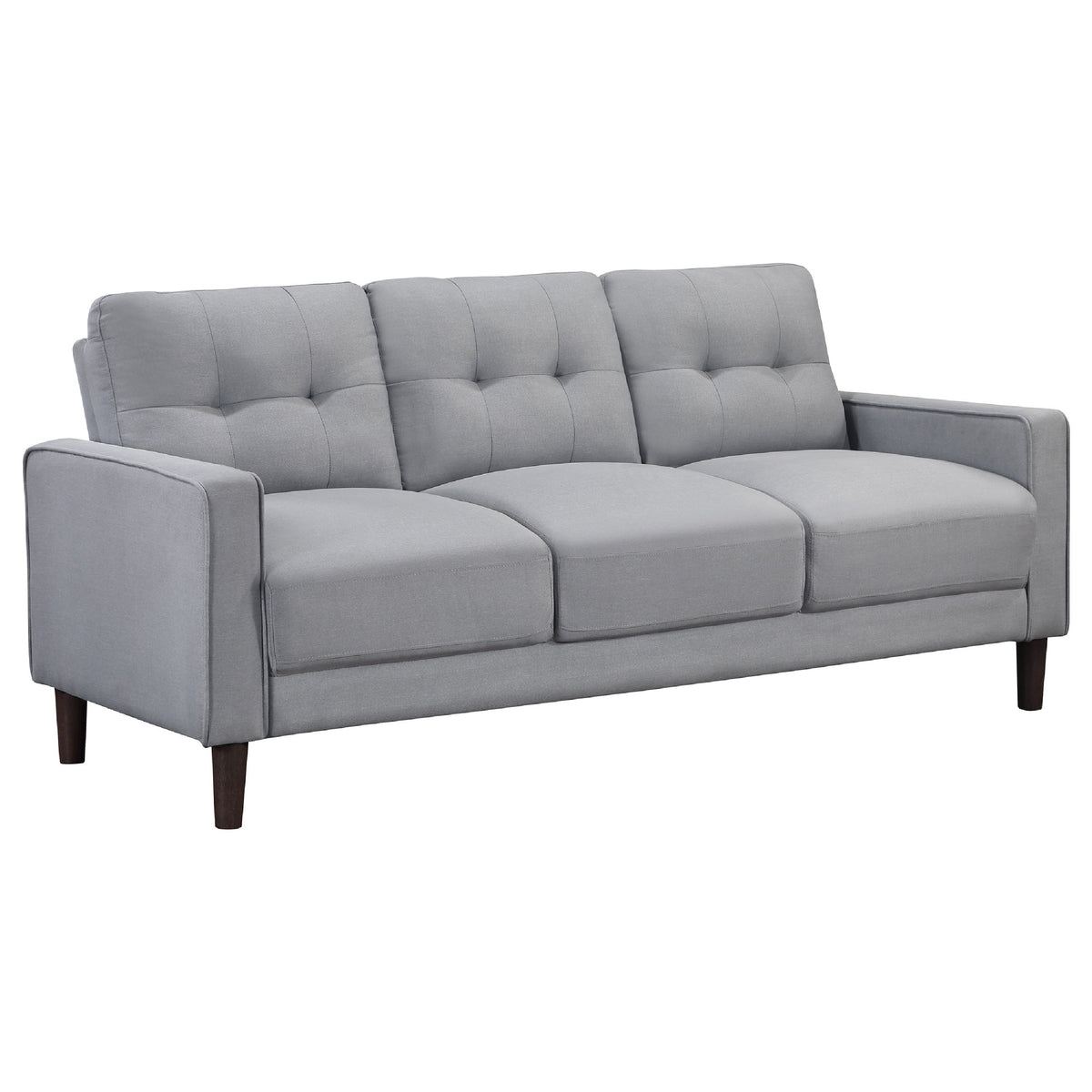 Bow 2pc Sofa Set with Track Arms and Tapered Legs, Gray Grid Tufted Fabric