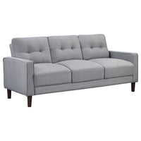 Bow 2pc Sofa Set with Track Arms and Tapered Legs, Gray Grid Tufted Fabric