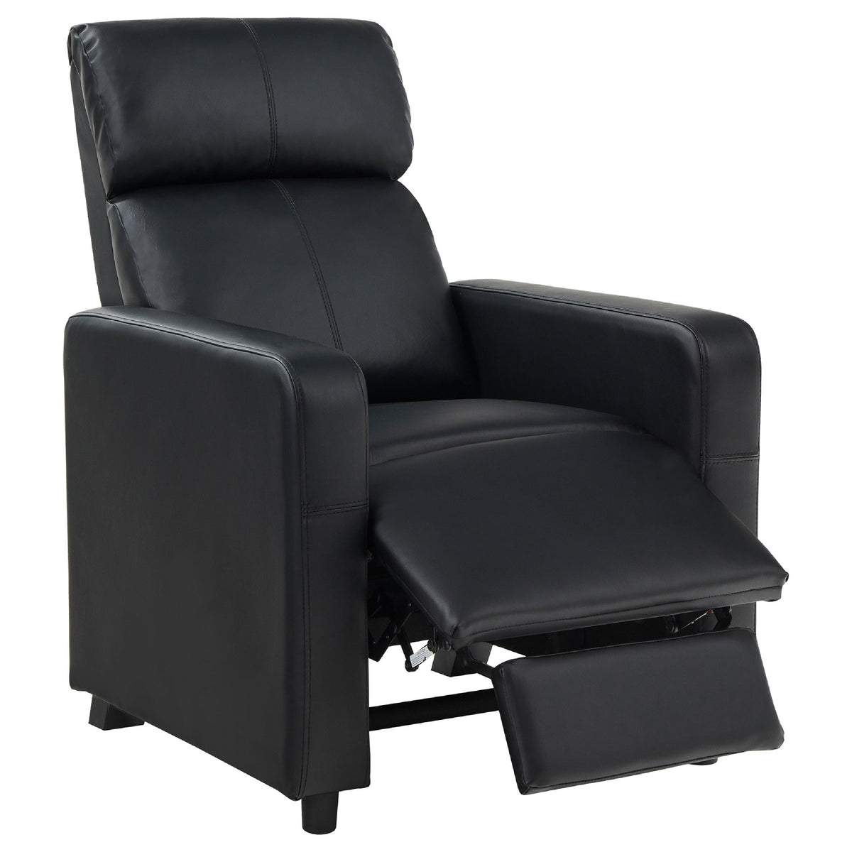 Heena Home Theater Set, 4 Manual Recliners, 2 Consoles, Black Faux Leather