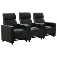 Heena Home Theater Set with 3 Manual Recliners, Black Faux Leather