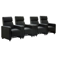 Heena Home Theater Set, 4 Manual Recliners, 1 Console, Black Faux Leather