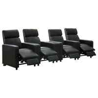 Heena Home Theater Set, 4 Manual Recliners, 1 Console, Black Faux Leather