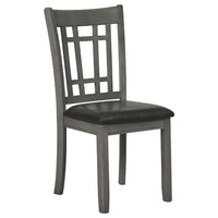 Lessa 5 Piece Dining Set, Gray, 4 Padded Chairs, Expandable Leaf