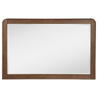 Rie Dresser Mirror, Walnut Brown Wood, Rounded Open Corners, 32 Inch - BM337937