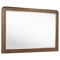 Rie Dresser Mirror, Walnut Brown Wood, Rounded Open Corners, 32 Inch - BM337937