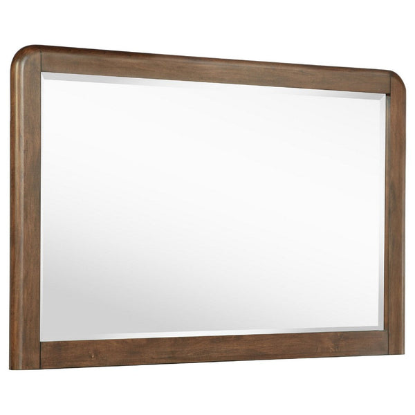 Rie Dresser Mirror, Walnut Brown Wood, Rounded Open Corners, 32 Inch - BM337937