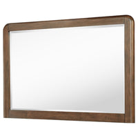 Rie Dresser Mirror, Walnut Brown Wood, Rounded Open Corners, 32 Inch - BM337937
