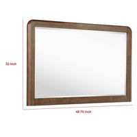 Rie Dresser Mirror, Walnut Brown Wood, Rounded Open Corners, 32 Inch - BM337937
