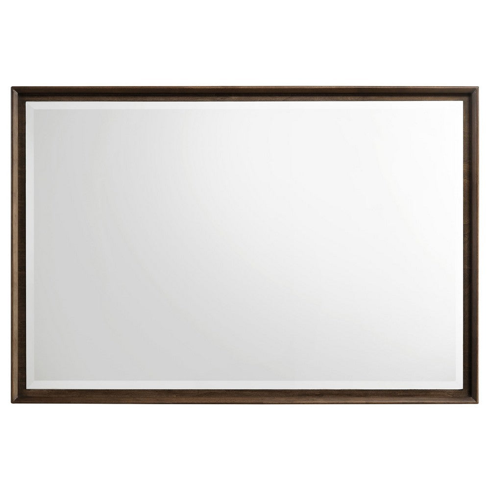 Genu Dresser Mirror, Warm Brown Wood Frame, Beveled Glass, 34 Inch - BM337938