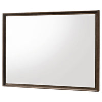 Genu Dresser Mirror, Warm Brown Wood Frame, Beveled Glass, 34 Inch - BM337938