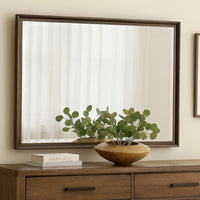 Genu Dresser Mirror, Warm Brown Wood Frame, Beveled Glass, 34 Inch - BM337938