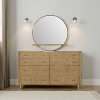 Fij Oval Dresser Mirror, Sand Wash Wood, Felt-Lined Tray, 38 Inch - BM337939