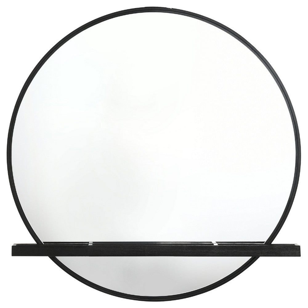Fij Oval Dresser Mirror, Black Wood Frame, Felt-lined Tray, 38 Inch - BM337940