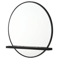 Fij Oval Dresser Mirror, Black Wood Frame, Felt-lined Tray, 38 Inch - BM337940