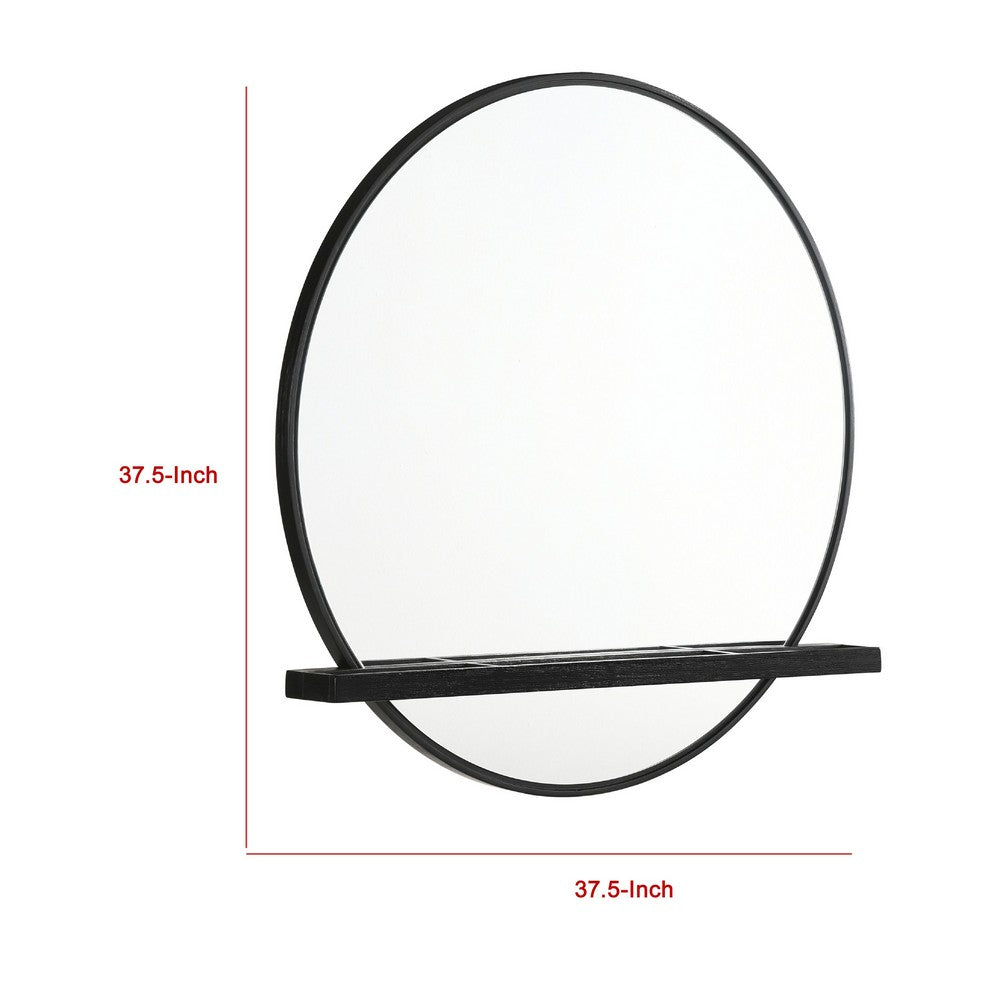 Fij Oval Dresser Mirror, Black Wood Frame, Felt-lined Tray, 38 Inch - BM337940