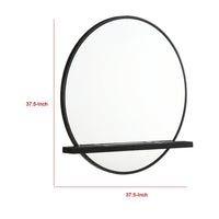 Fij Oval Dresser Mirror, Black Wood Frame, Felt-lined Tray, 38 Inch - BM337940