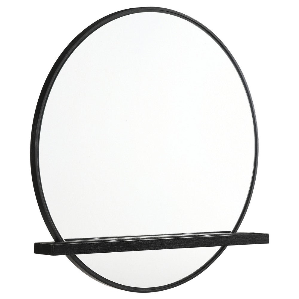 Fij Oval Dresser Mirror, Black Wood Frame, Felt-lined Tray, 38 Inch - BM337940