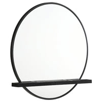 Fij Oval Dresser Mirror, Black Wood Frame, Felt-lined Tray, 38 Inch - BM337940