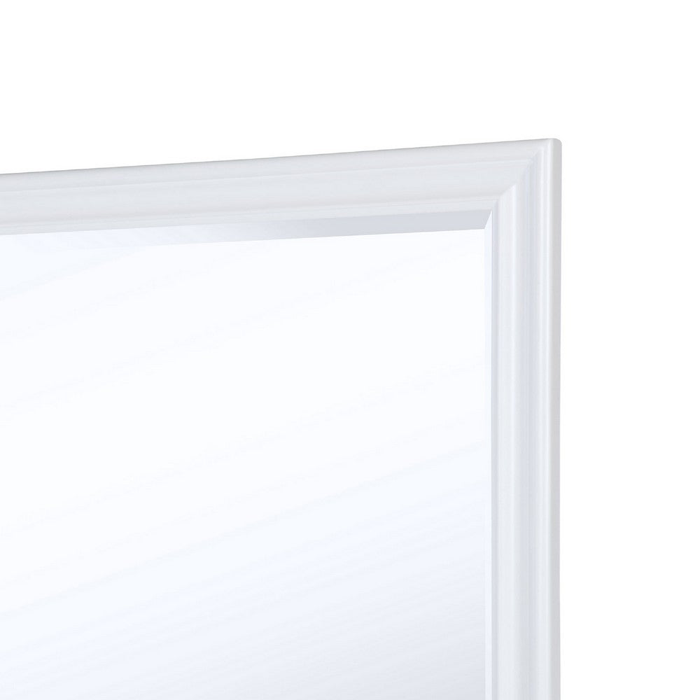 Heo Dresser Mirror, Landscape White Wood Frame, Beveled Glass, 36 Inch - BM337941