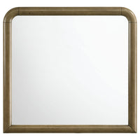 Deon Dresser Mirror, Brown Wood, Round Frame with Curved Top, 37 Inch - BM337942