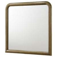 Deon Dresser Mirror, Brown Wood, Round Frame with Curved Top, 37 Inch - BM337942