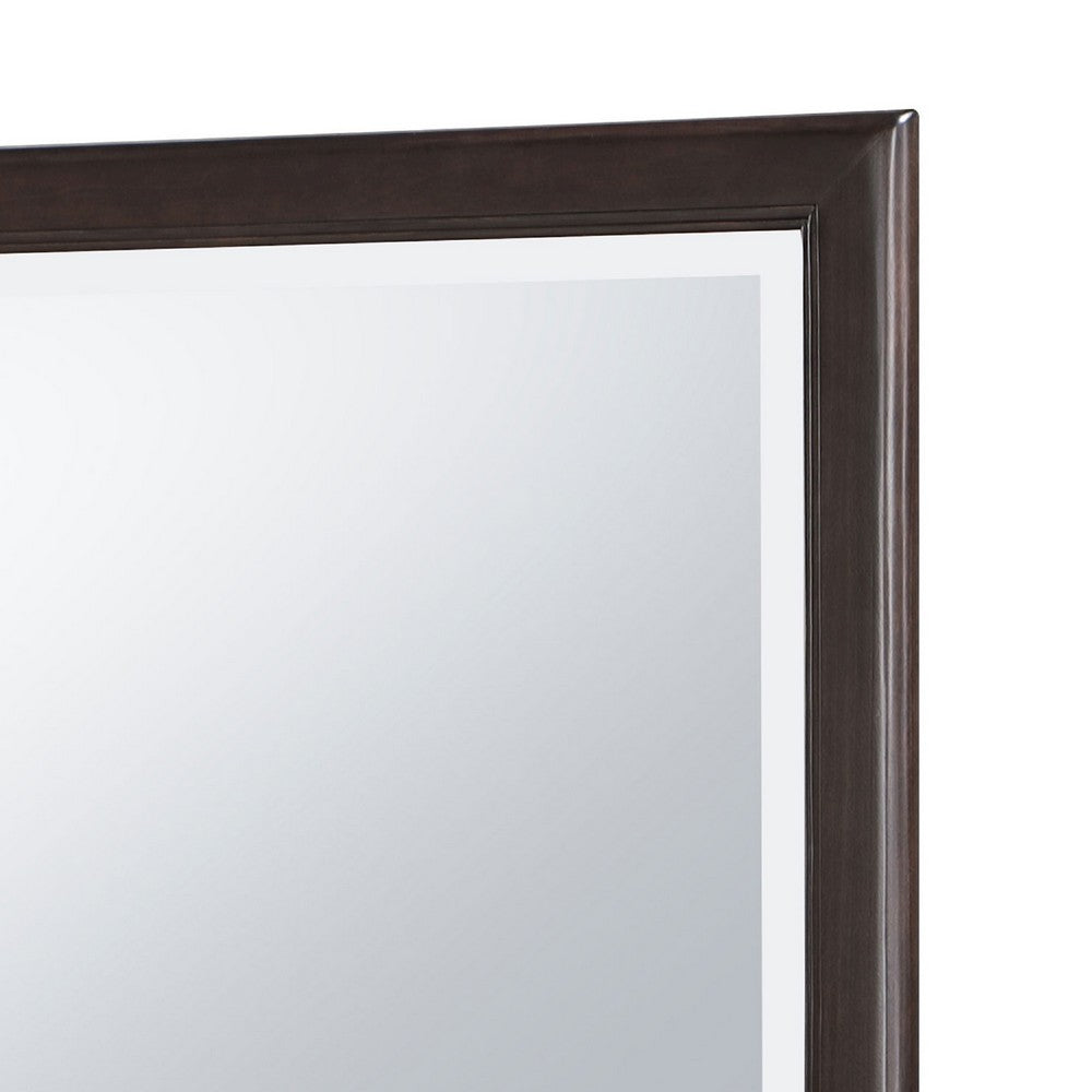 Amber Dresser Mirror, Brown Wood Frame, Beveled Mirror Glass, 38 Inch - BM337943