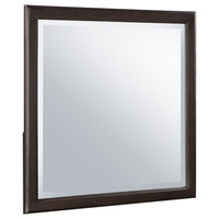 Amber Dresser Mirror, Brown Wood Frame, Beveled Mirror Glass, 38 Inch - BM337943